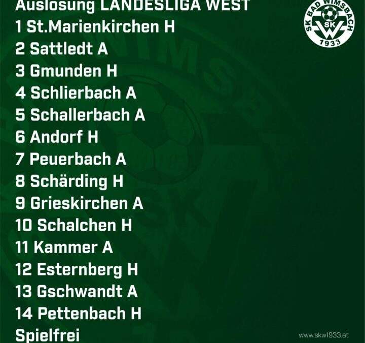 Auslosung Landesliga WEST 22/23