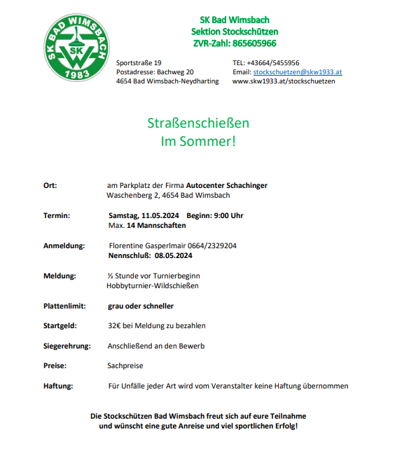 Straßenturnier am Samstag 11.05.2024