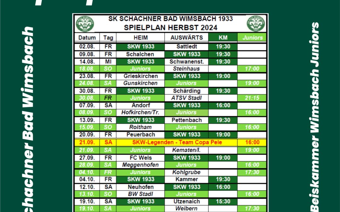 Spielplan der #wimsbacherjungs Herbst `24