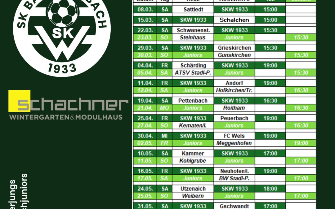 Spieltermine fürs Frühjahr fixiert