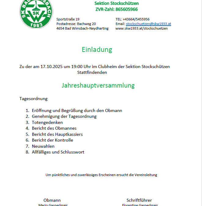 Jahreshauptversammlung 2025